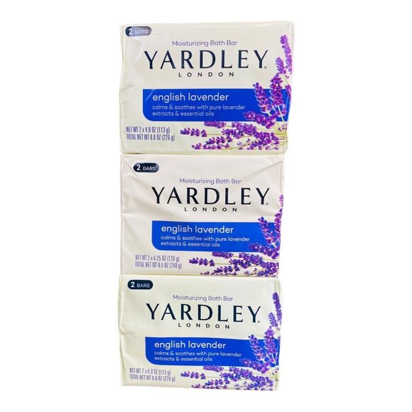 Yardley London English Lavender Moisturizing Bath Bar 2 Bars 4.25 Oz Each (3-pk) - Picture 1 of 5